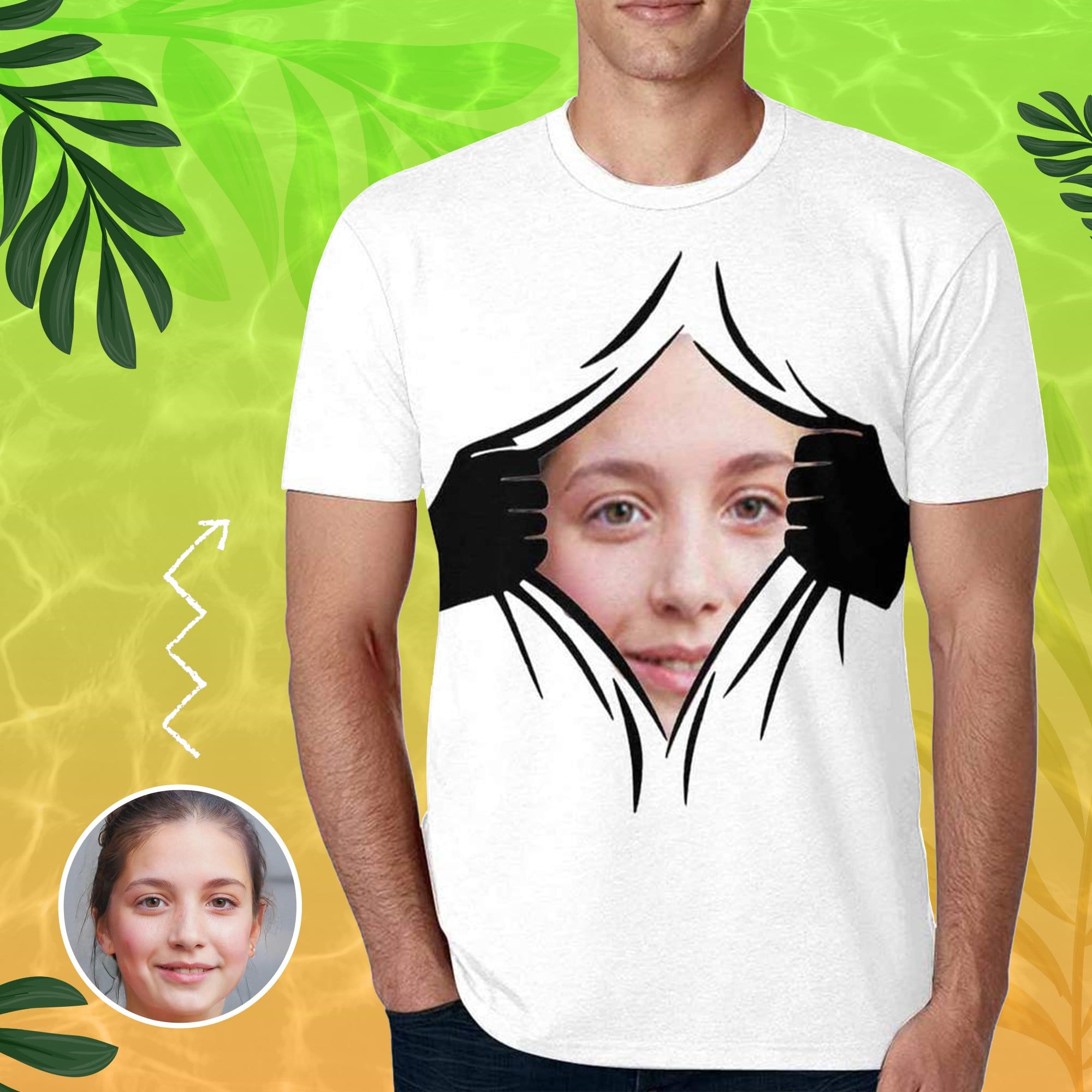Men Custom Shirt with Face Personalized Hands Put Your Face on T-shirt