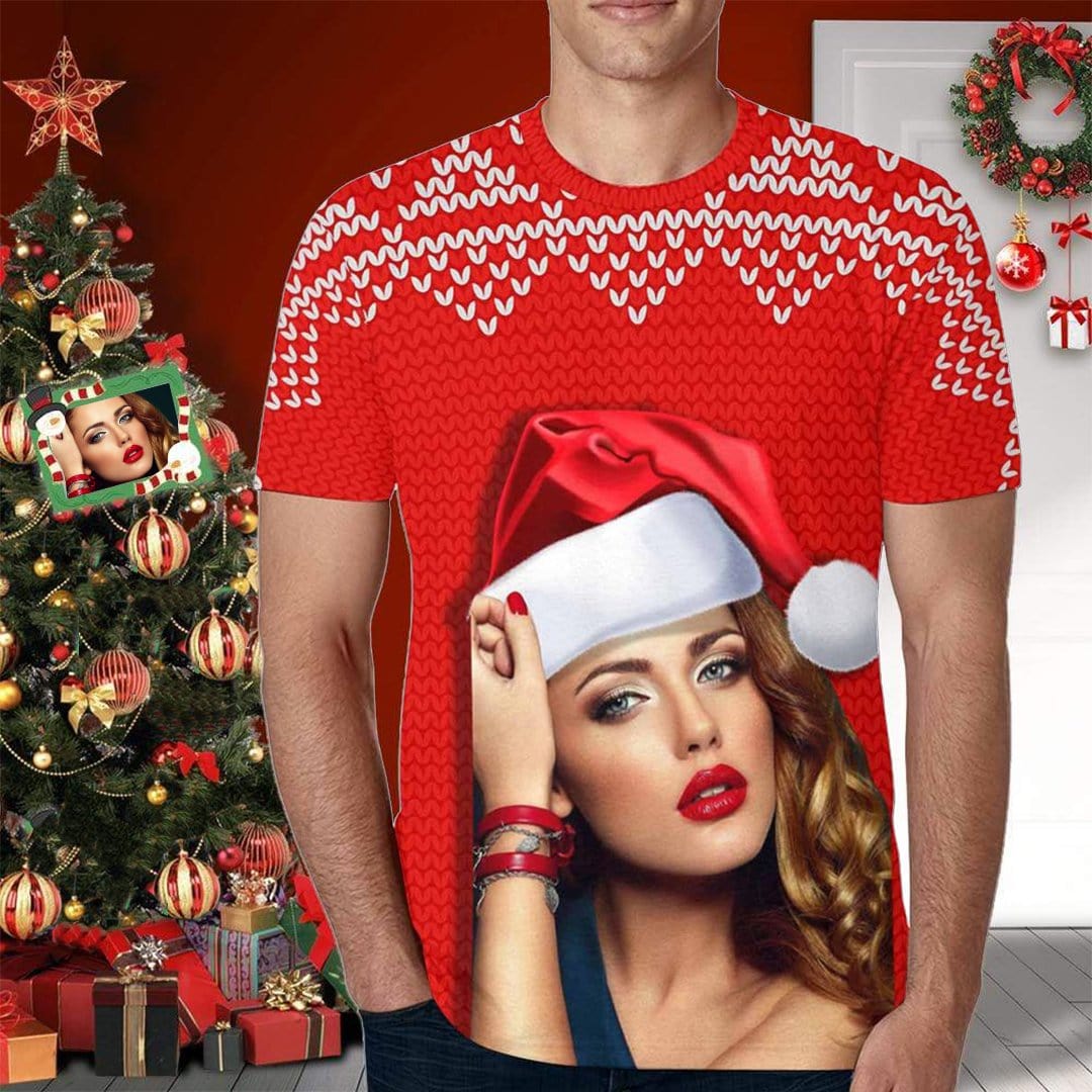 Custom Shirts with Photo Happy Christmas Personalized Men's T-shirt