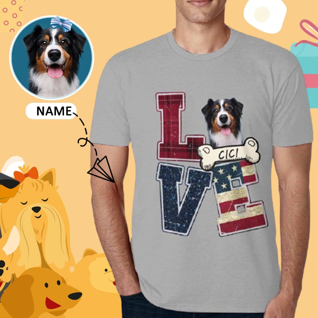 Men Custom Shirts with Photo&Name Love Star Put Your Face on A T-shirt