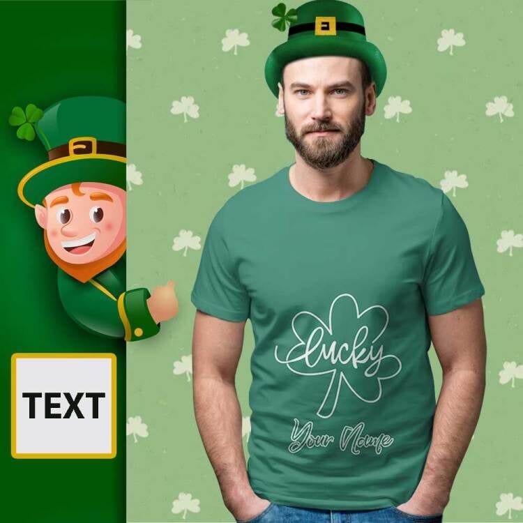Personalized Text Lucky T-shirt, Design Photo Casual Summer Shirts