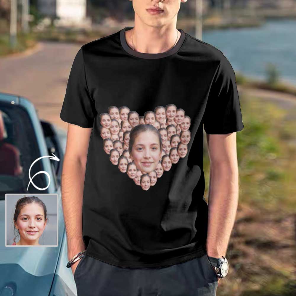 Men's Custom Wife Face Shirts Heart T-shirt with Personalized Pictures