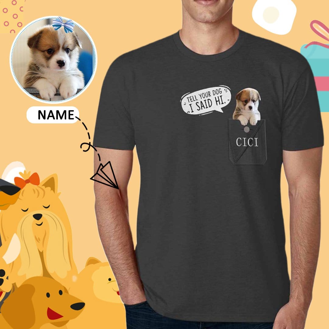 Personalized Face&Name Tee Tell Your Dog Men's Tshirt with Unique Text