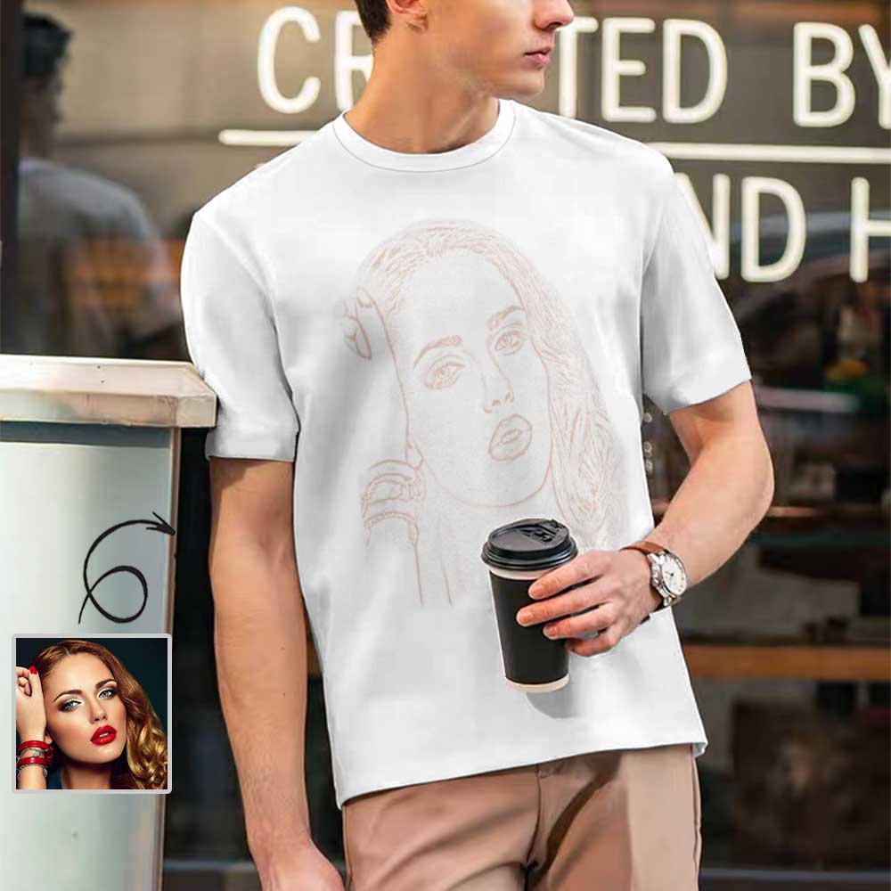 Men's Personalized Face on Shirts Sketch Custom T-shirt with Photo
