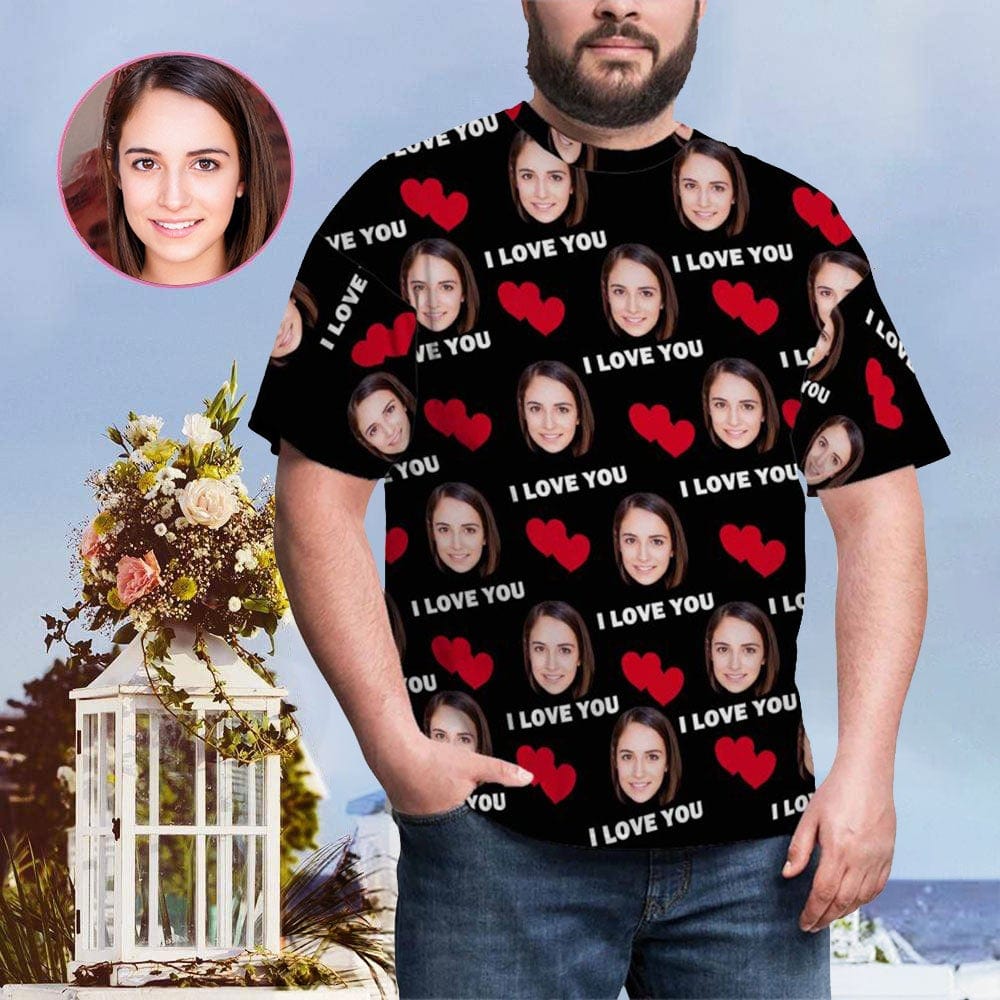 Custom I Love You T-shirt Design Photo Funny Casual Summer Shirts
