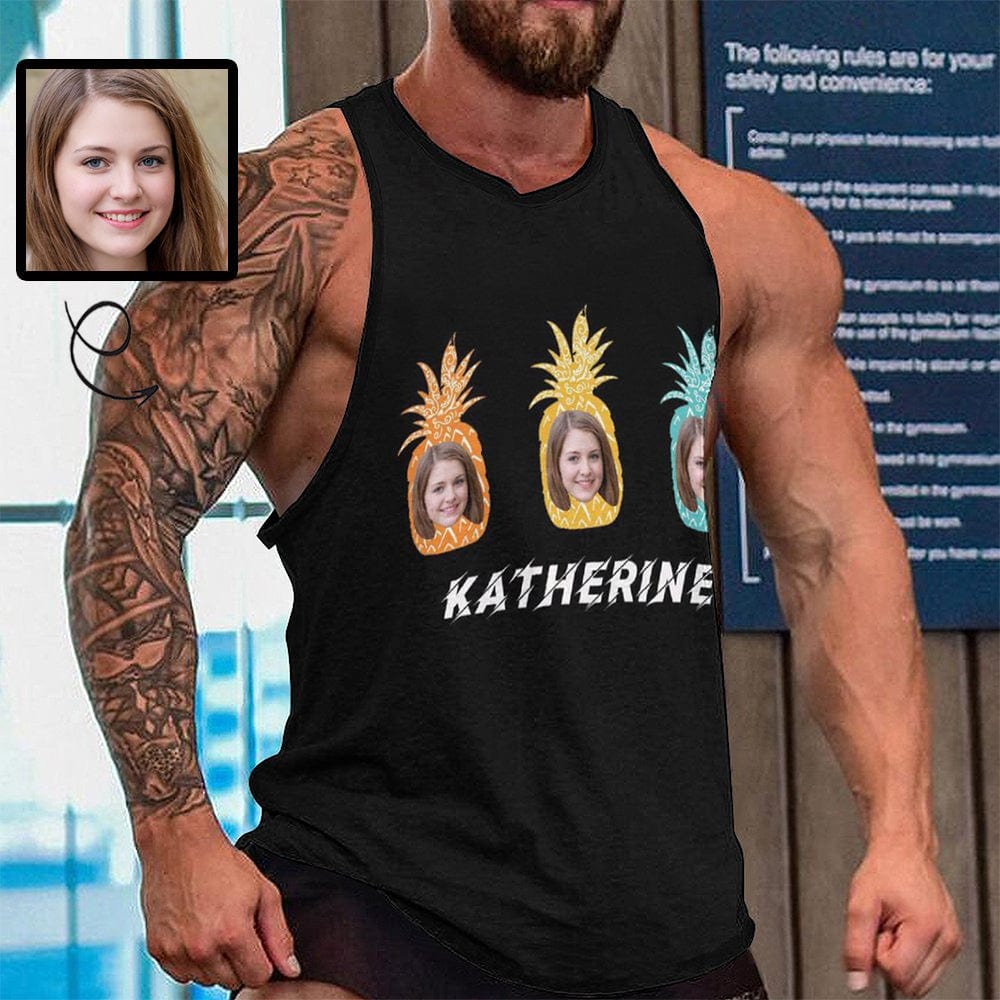 Custom Face Tank Top Funny Personalized Pineapple Mens Full Print Vest