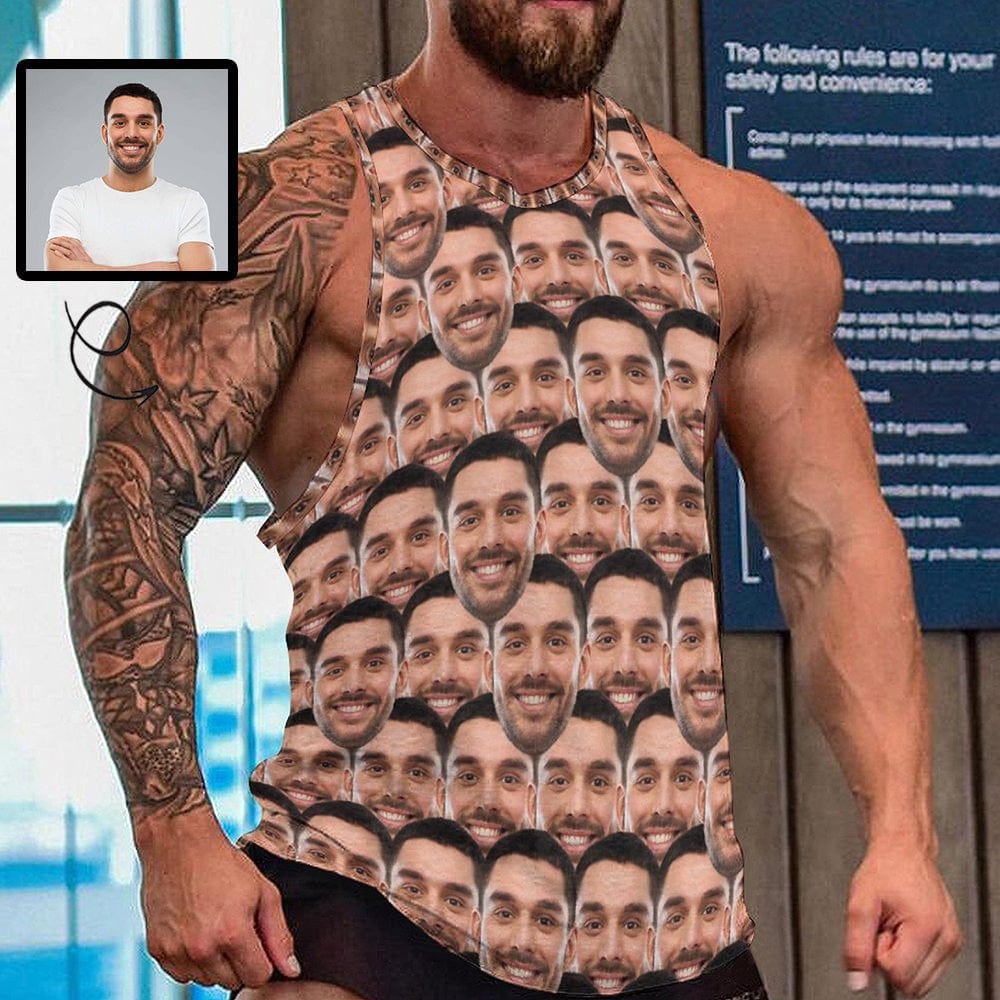Personalized Face Seamless Tank Custom Sleeveless Shirt Men's Tank Top