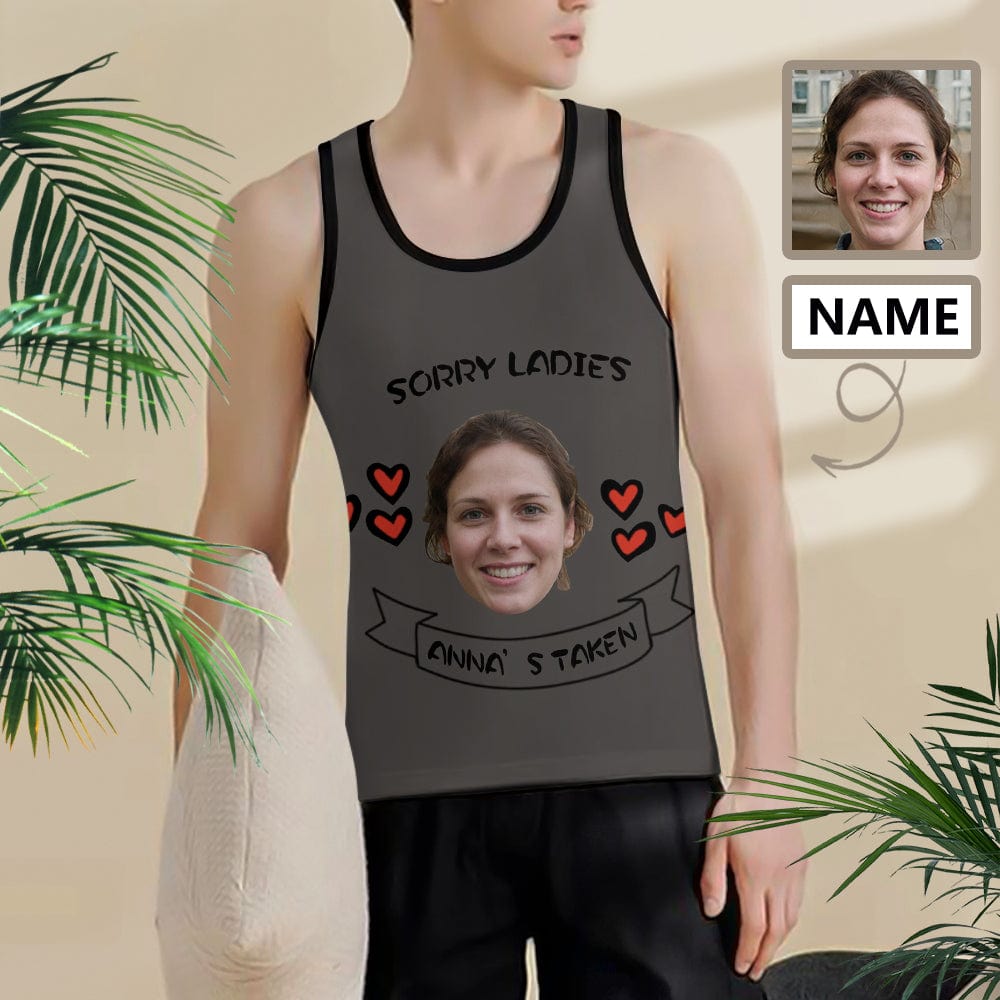 Custom Face Tee Sorry Ladies Red Love Personalized Men's Tank Top