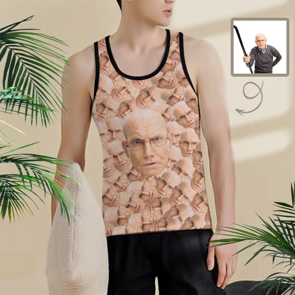 Custom Grandpa Face Tank Tops Smash Personalized Men's Print Tank Top
