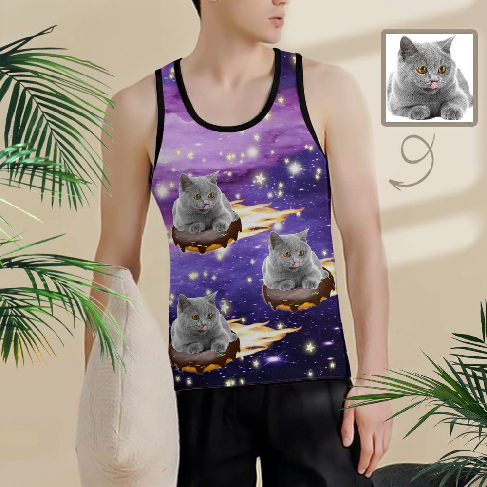 Custom Photo Tank Top Donuts Galaxy Personalized Men's Print Tank Top
