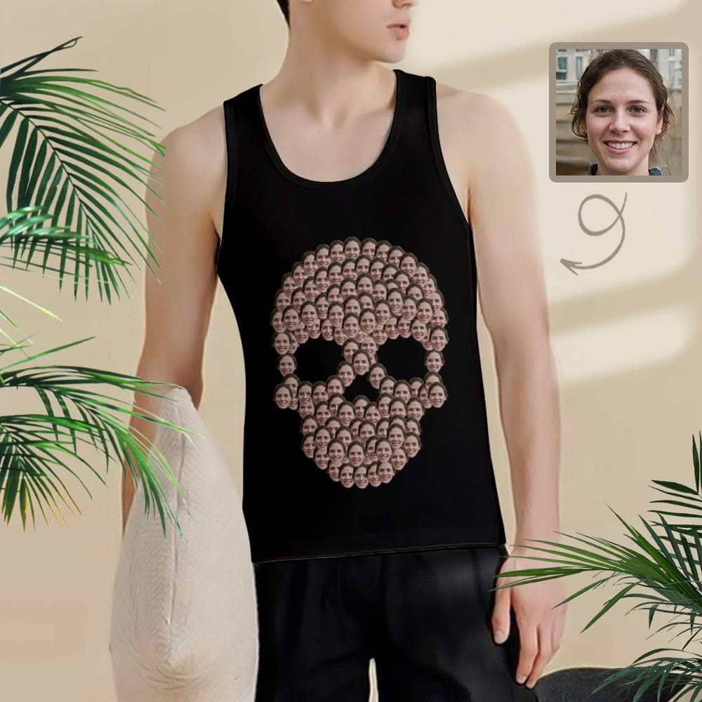 Custom Girlfriend Face Skull Sleeveless Shirt Men's Print Tank Top