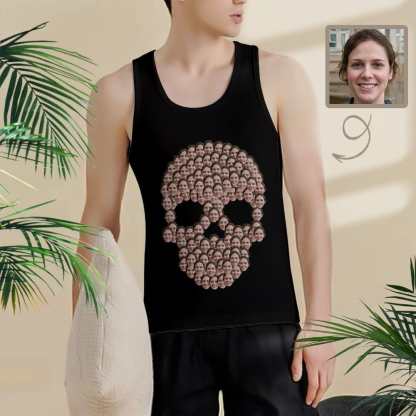 Custom Girlfriend Face Skull Sleeveless Shirt Men's Print Tank Top