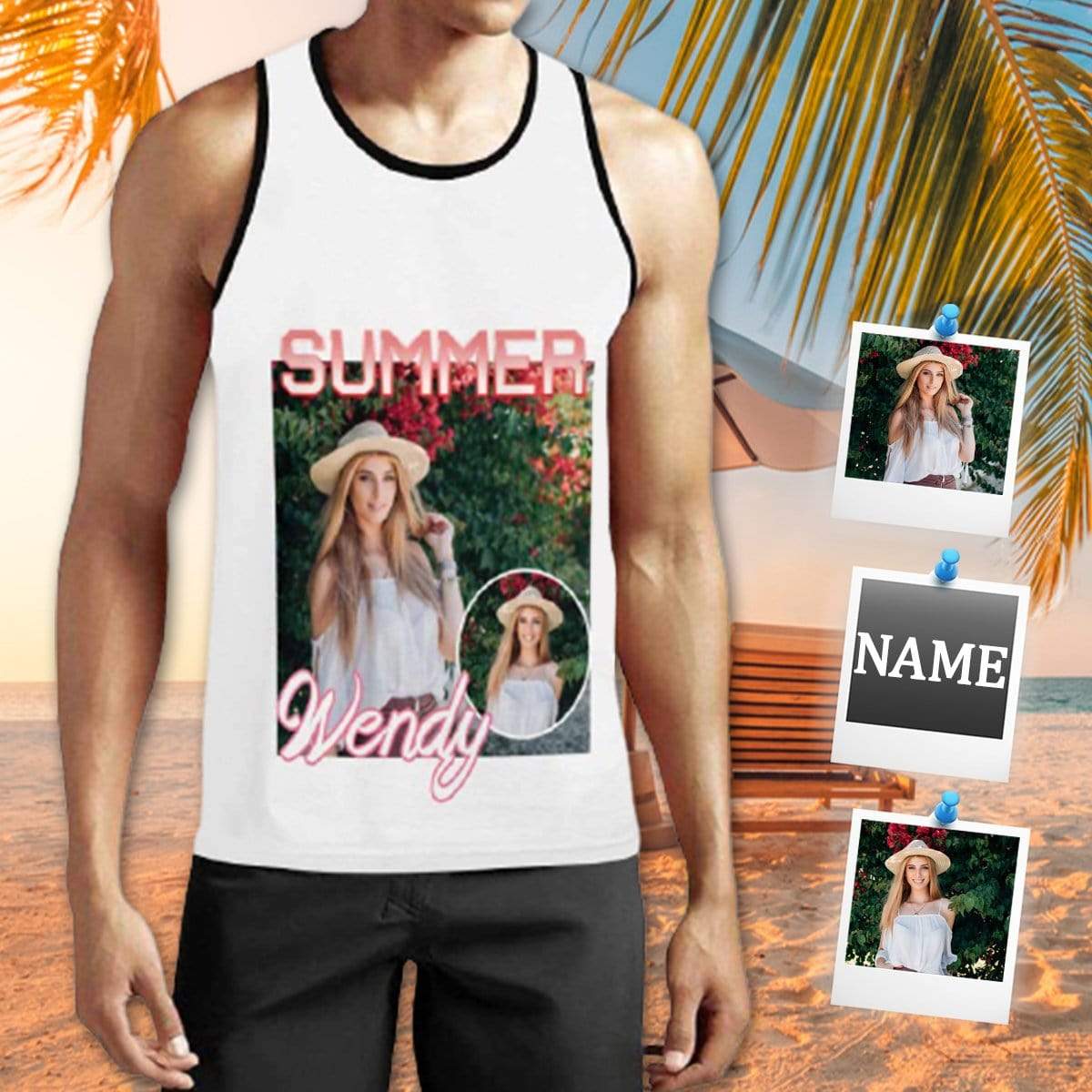 Custom Tank Tops with Photo&Name Personalized Summer Men's Tank Top