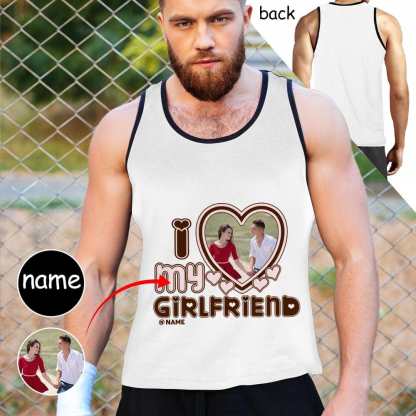 Personalized Mens Tank Tops Name&Face Love Girlfriend Sleeveless Shirt