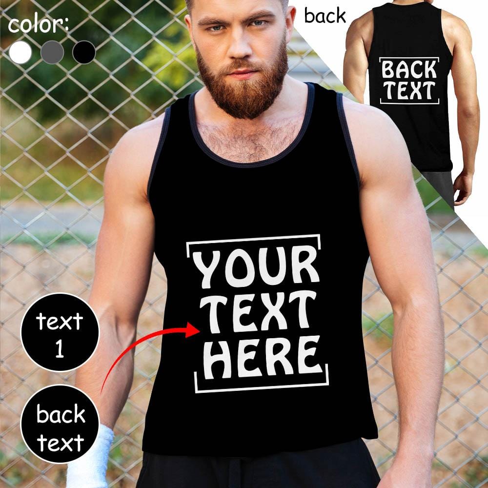 Personalized Tank Tops For Men Custom Text Sleeveless Shirt