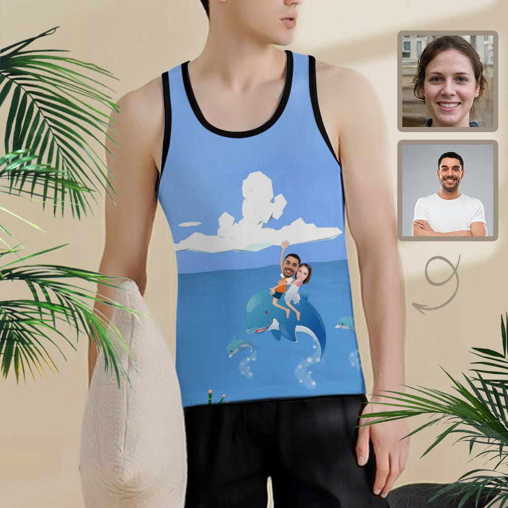 Custom Face Sleeveless Shirt Personalized Cloud Men's Print Tank Top