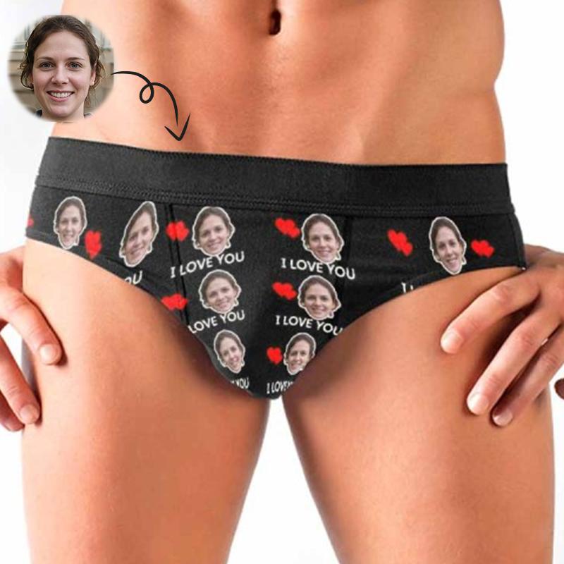 Custom Face Men's Mid Rise Briefs Love Personalized Underwear for Men