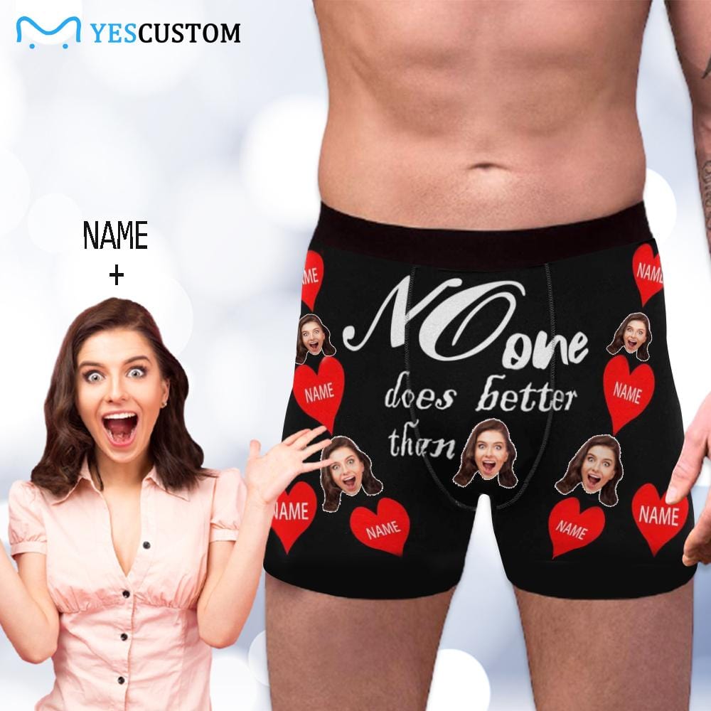 Custom Face&Name Better Love Men's Boxer Brief Personalized Underwear