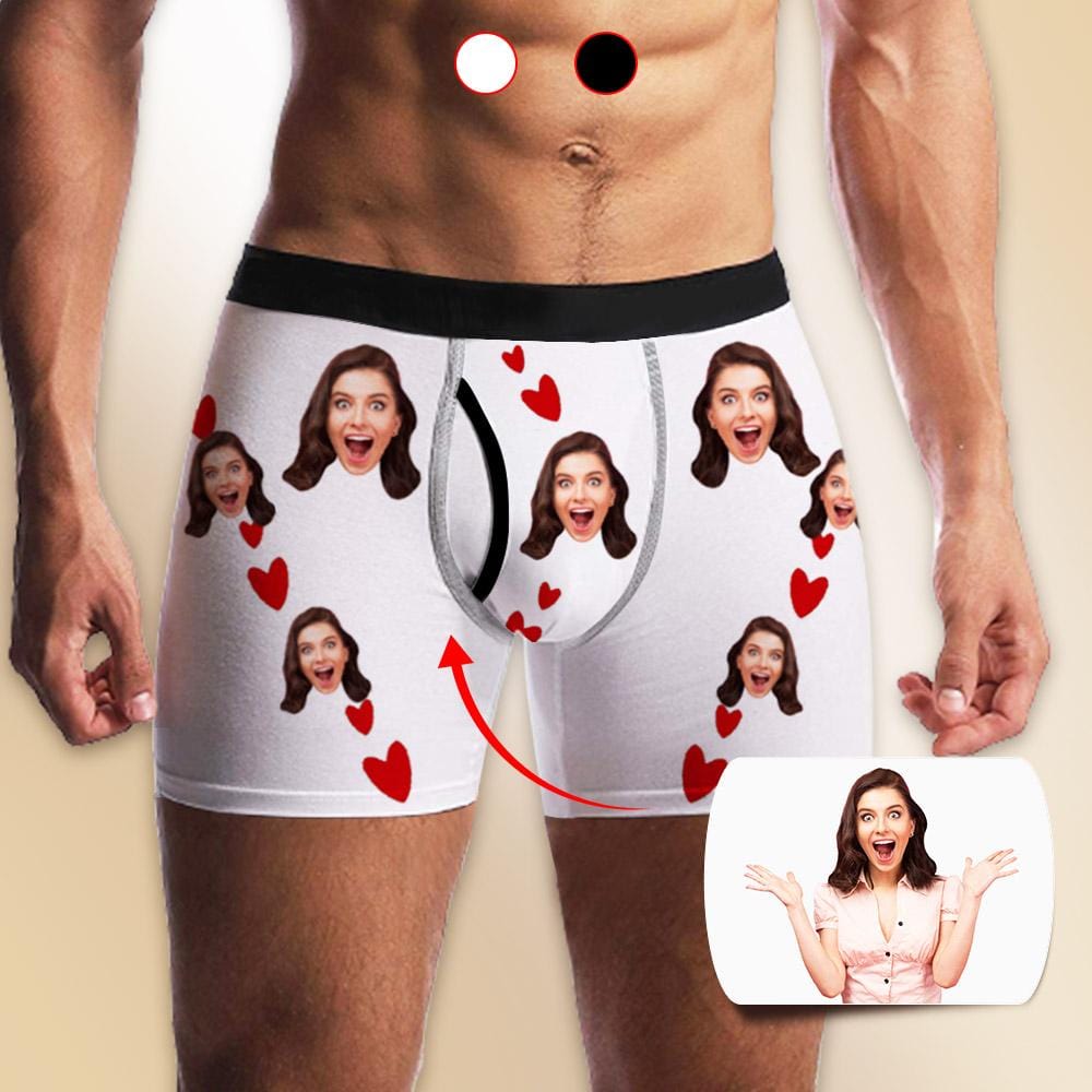 Custom Face Red Men's Pocket Boxer Briefs Personalized Love Underwear