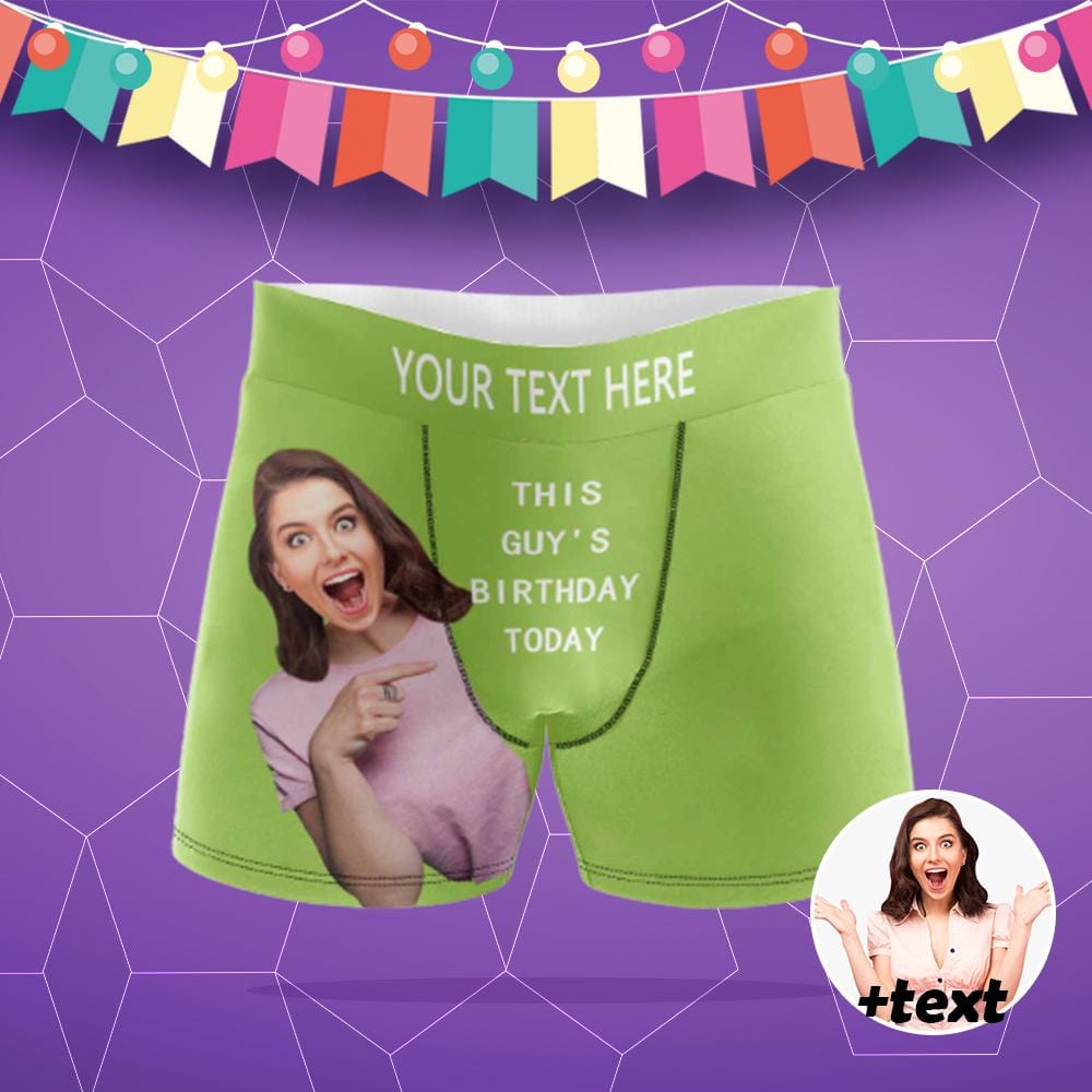 Custom Face&Text This Guy's Birthday Mens Undies with Custom Waistband