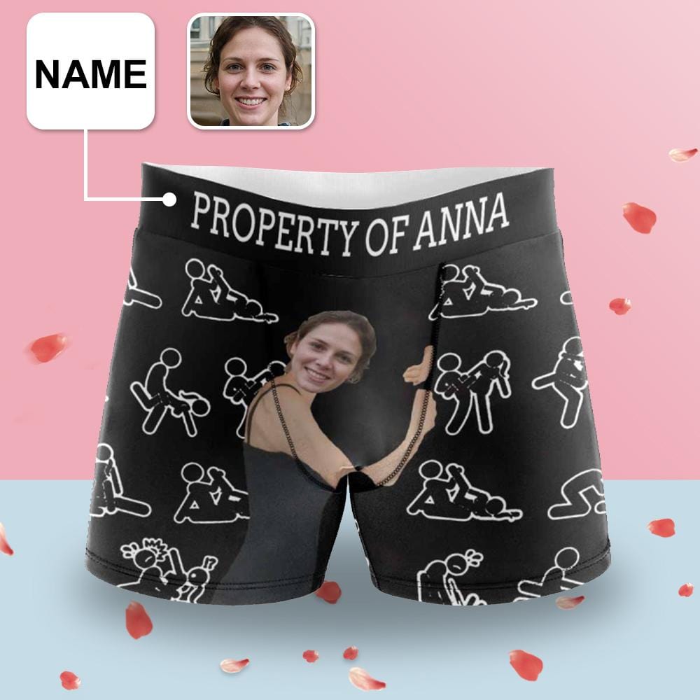 Custom Waistband Briefs Property of Name Personalized Face Underwear