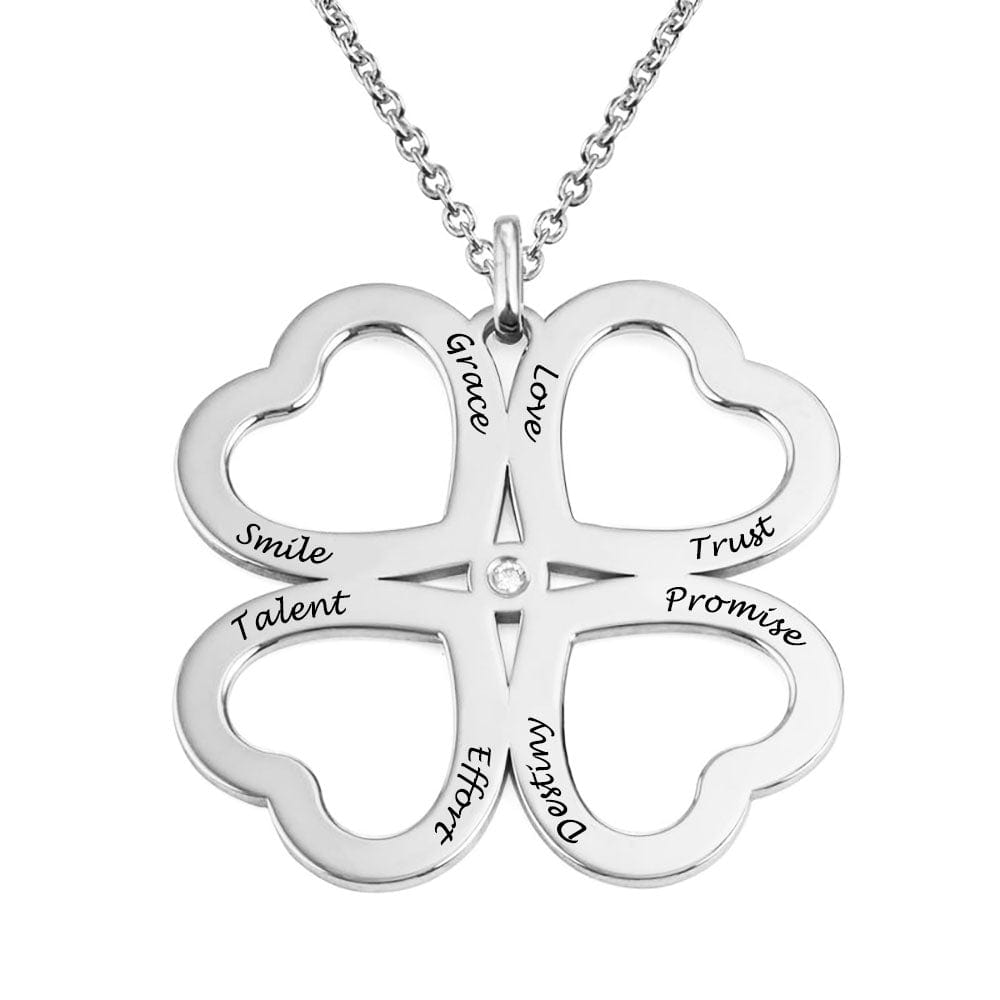 Custom Text Clover Necklace Personalized Name Necklace Jewelry Design