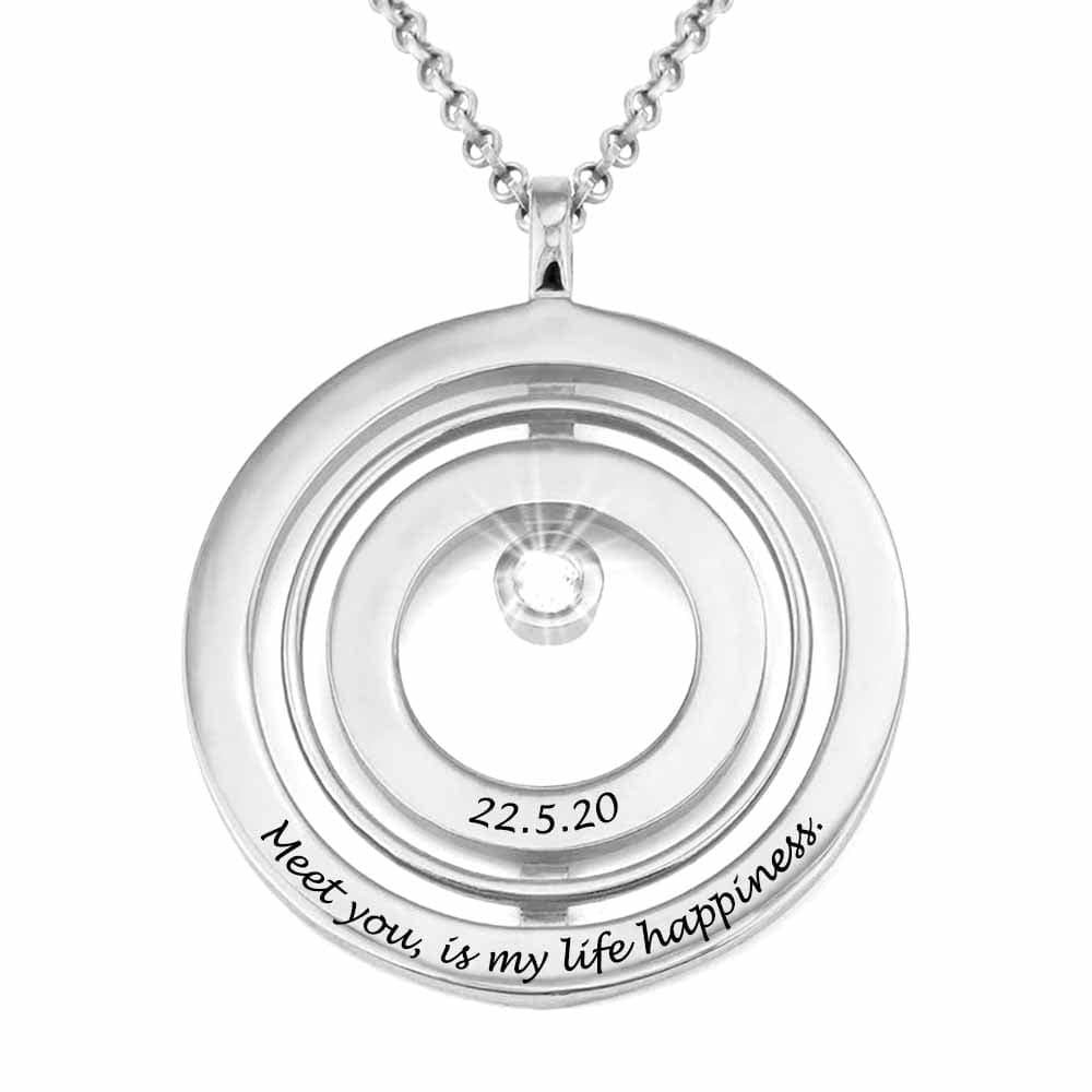 Custom Text Diamond Ring Necklace Personalized Silver Name Necklace