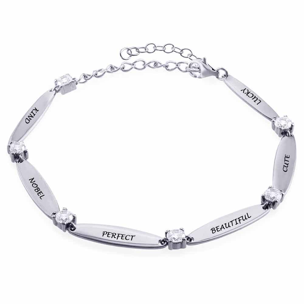 Personalized Bracelet Name Bracelet Custom Text Diamond Couple Bracelet