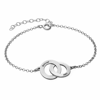 Personalized Bracelet Name Bracelet Custom Text Double disc Couple Bracelet