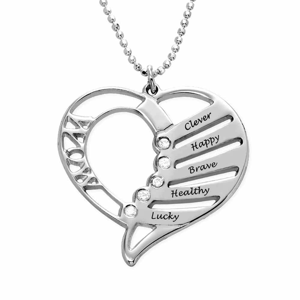 Custom Text Heart-shaped Necklace Personalized Silver Name Necklace