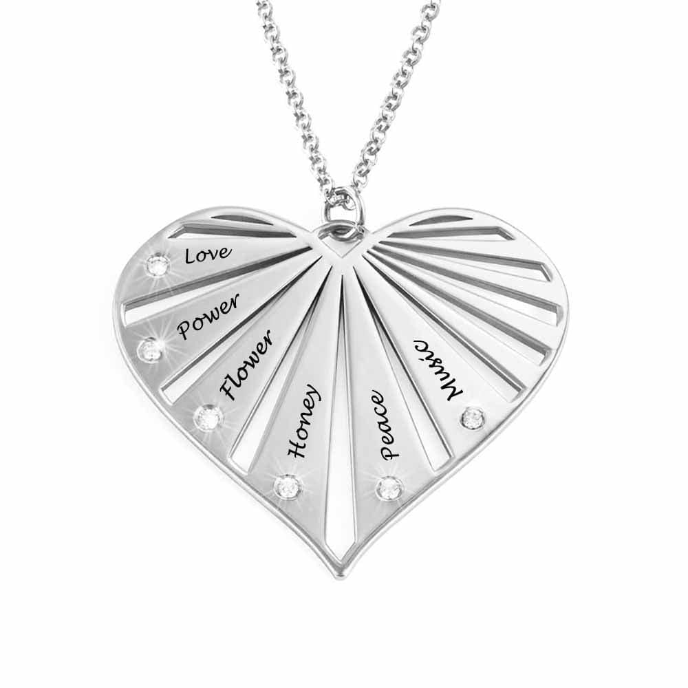 Custom Text Heart-shaped Necklace Personalized Silver Name Necklace