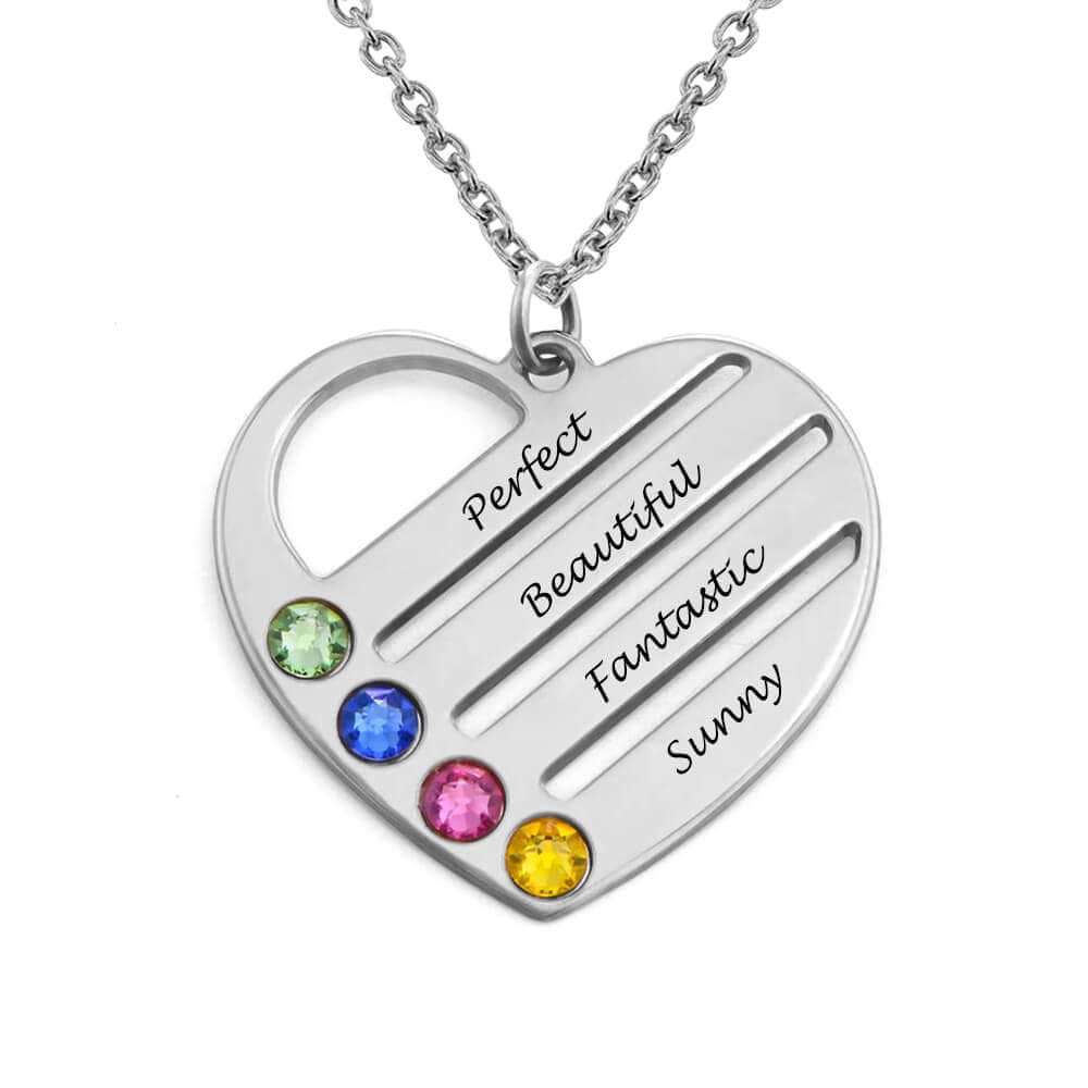 Custom Text Heart-shaped Colorful Necklace Personalized Name Necklace
