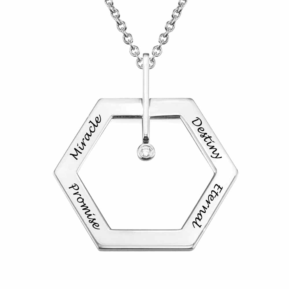 Custom Text Hexagonal Necklace Personalized Name Necklace Jewelry Design