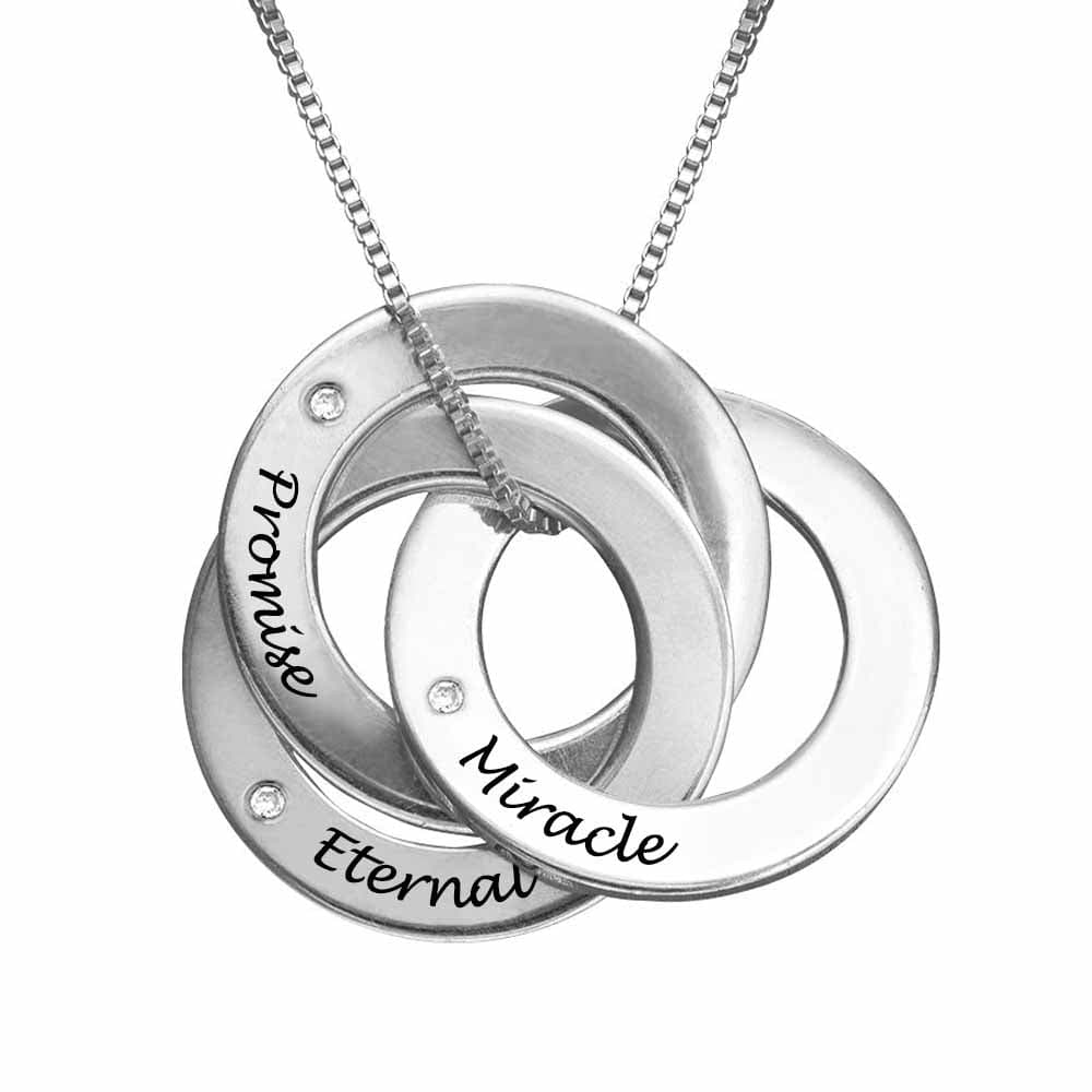 Custom Text Multi Piece Ring Necklace Personalized Silver Name Necklace