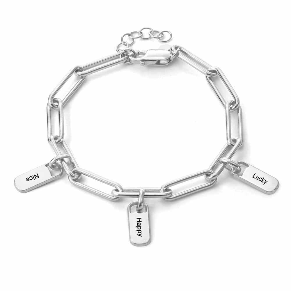 Personalized Bracelet Name Bracelet Custom Text Paper clip Couple Bracelet