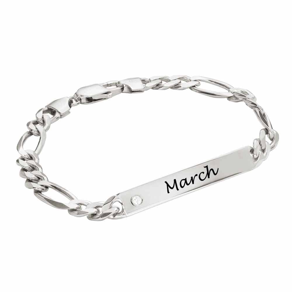 Personalized Bracelet Custom Text Strip Diamond Silver Couple Bracelet
