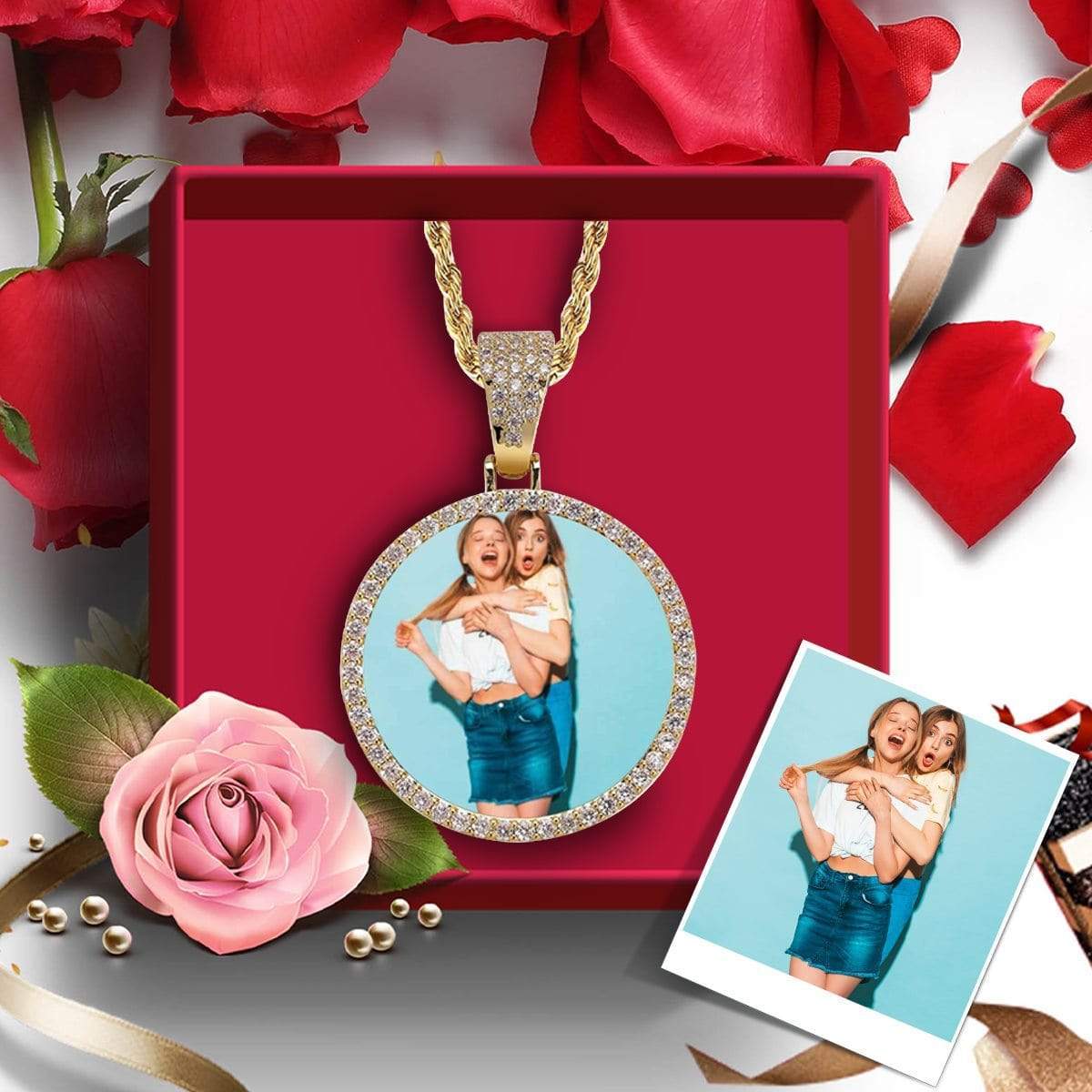 Custom Photo Necklace Personalized Gold Photo Necklace Jewelry Design
