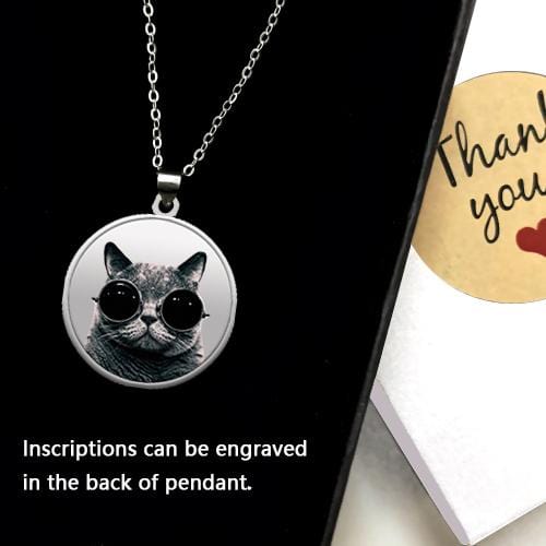 Custom Photo&Name Necklace Personalized Round Silver Photo Pendant