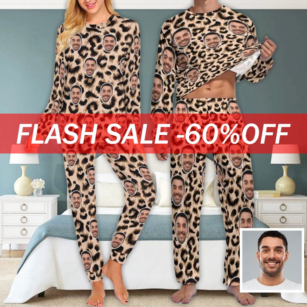 Leopard Pajamas Personalized Photo Sleepwear Sets Nightwear for Him