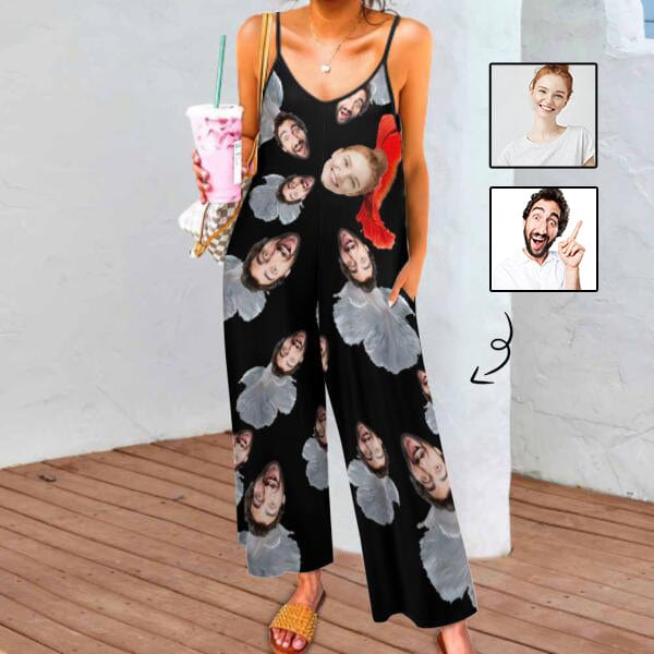 Custom Face Loungewear Mermaid Women's Suspender Jumpsuit Loungewear