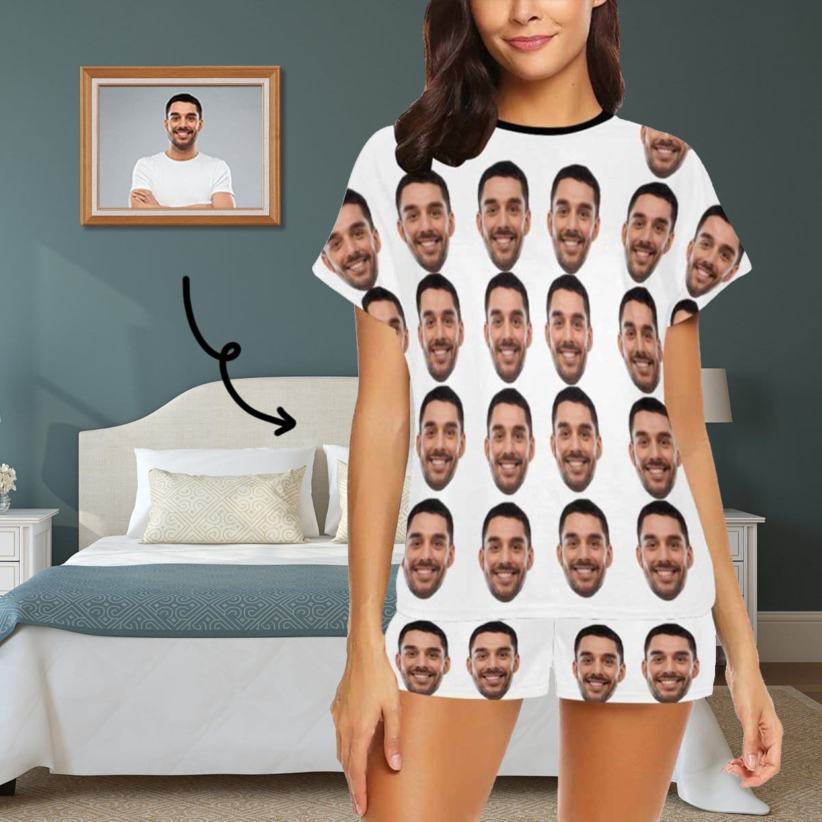 Custom Face Pajamas Girlfriend Sleepwear Personalized Women Pajama Set