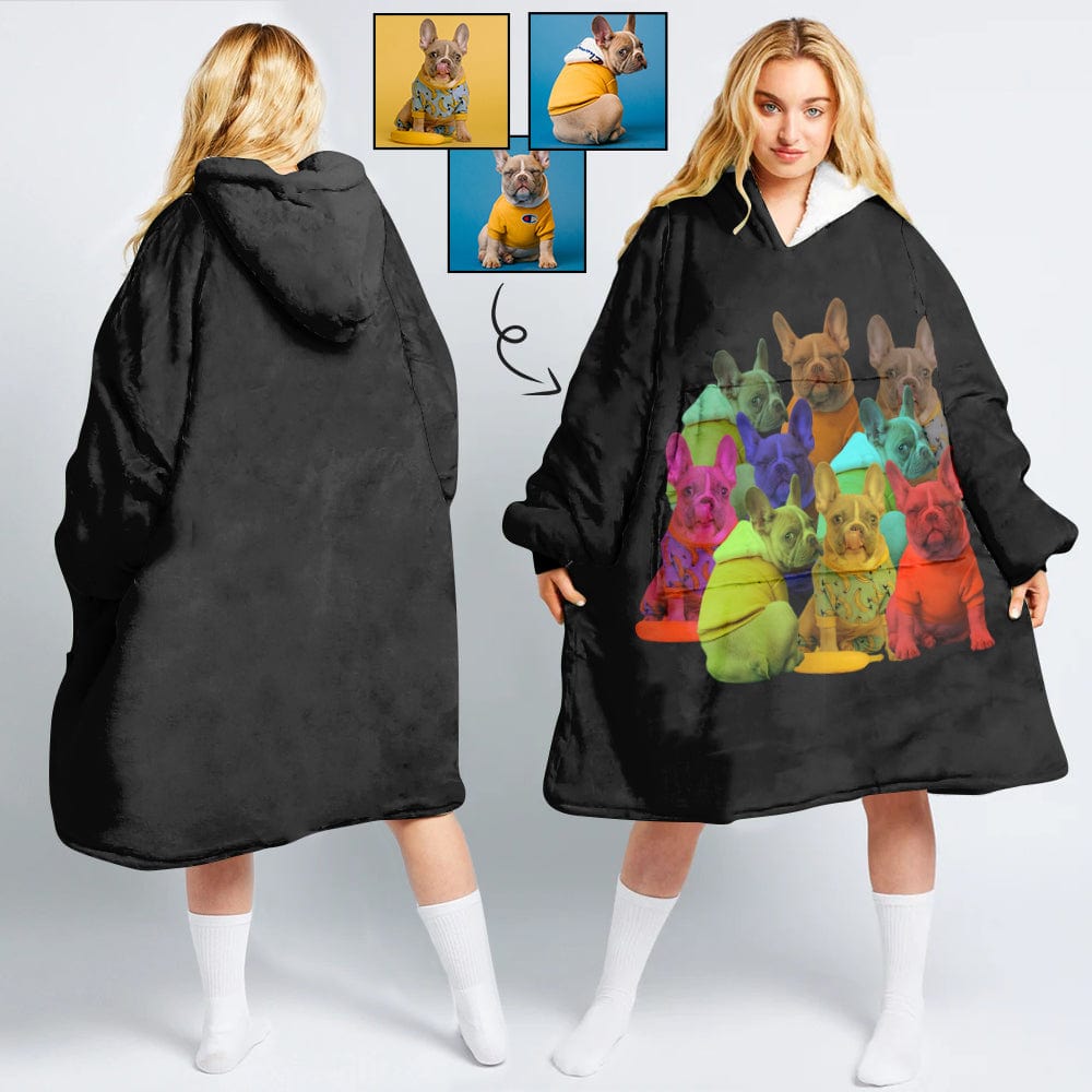 Custom Pet Colorful Photo Blanket Hoodie Personalized Womens Hoodie