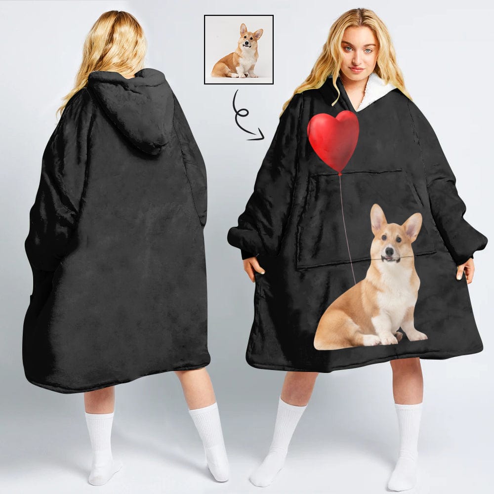 Custom Pet Photo Blanket Hoodie Personalized Red Balloon Womens Hoodie