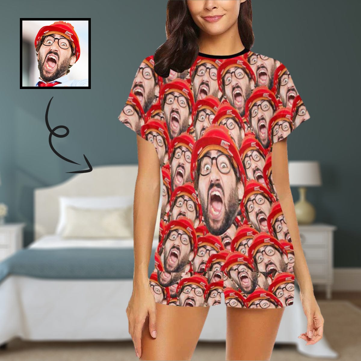 Custom Seamless Face Pajamas Personalized Women's Pajama Set