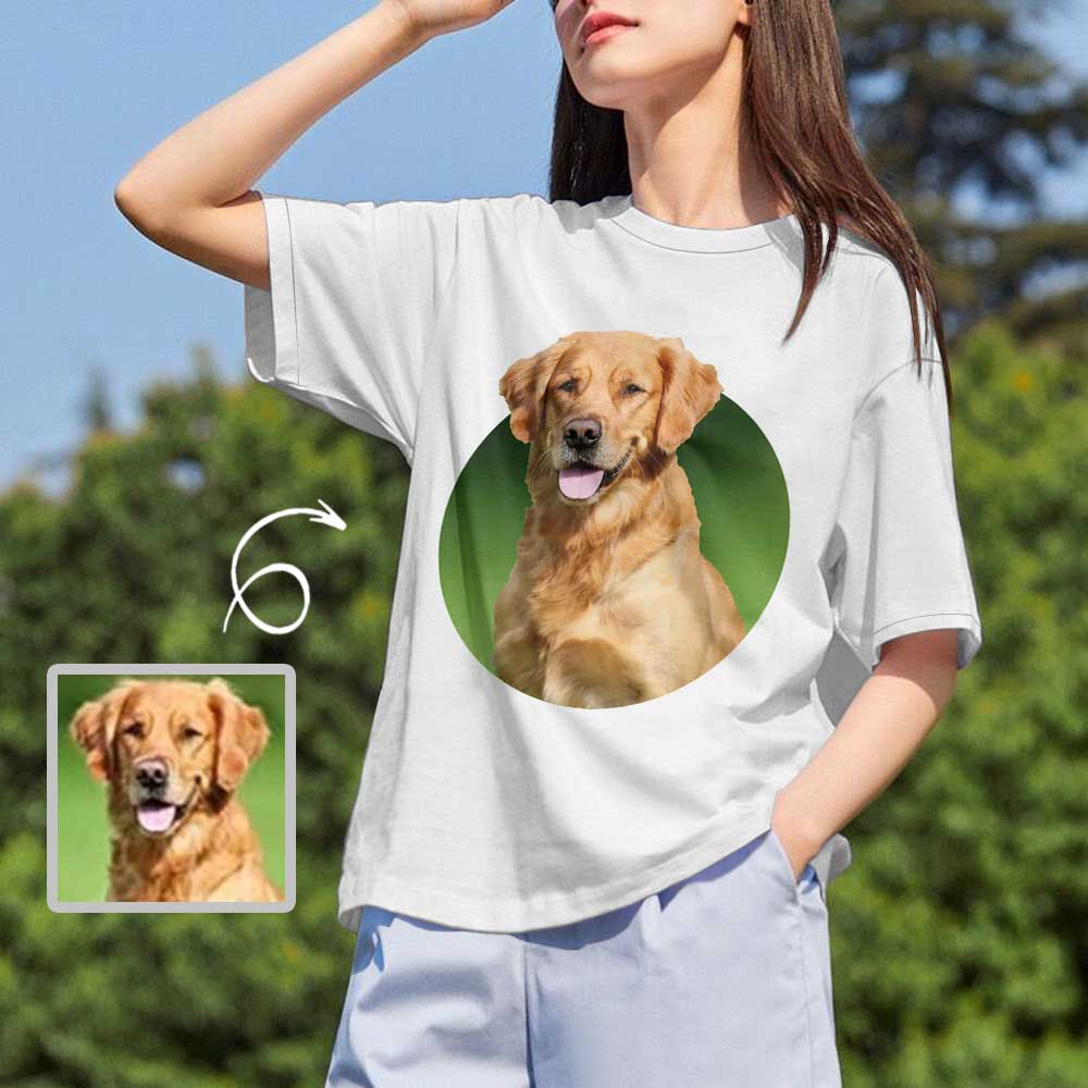 Custom Custom Dog Shirt Put Your Pet Photo Tee Personalized White Women's All Over Print T-shirt Funny Gift - YesCustom