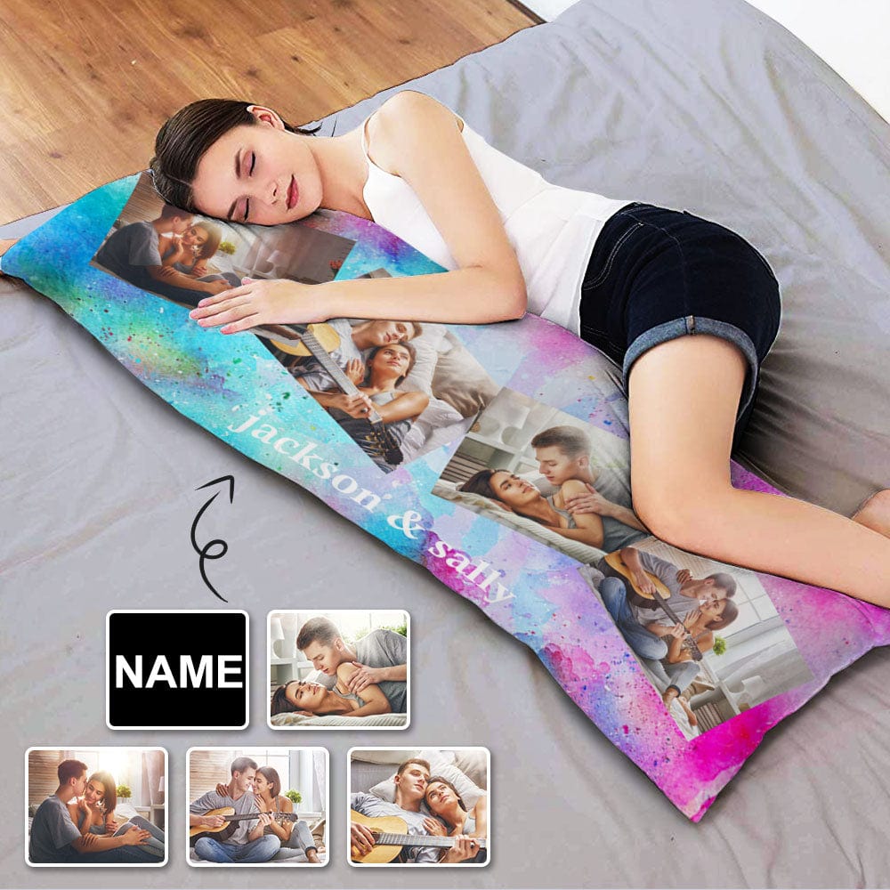 Custom Name&Photo Colorful Body Pillow Case Personalized Love Pillow Cover 20"x54"