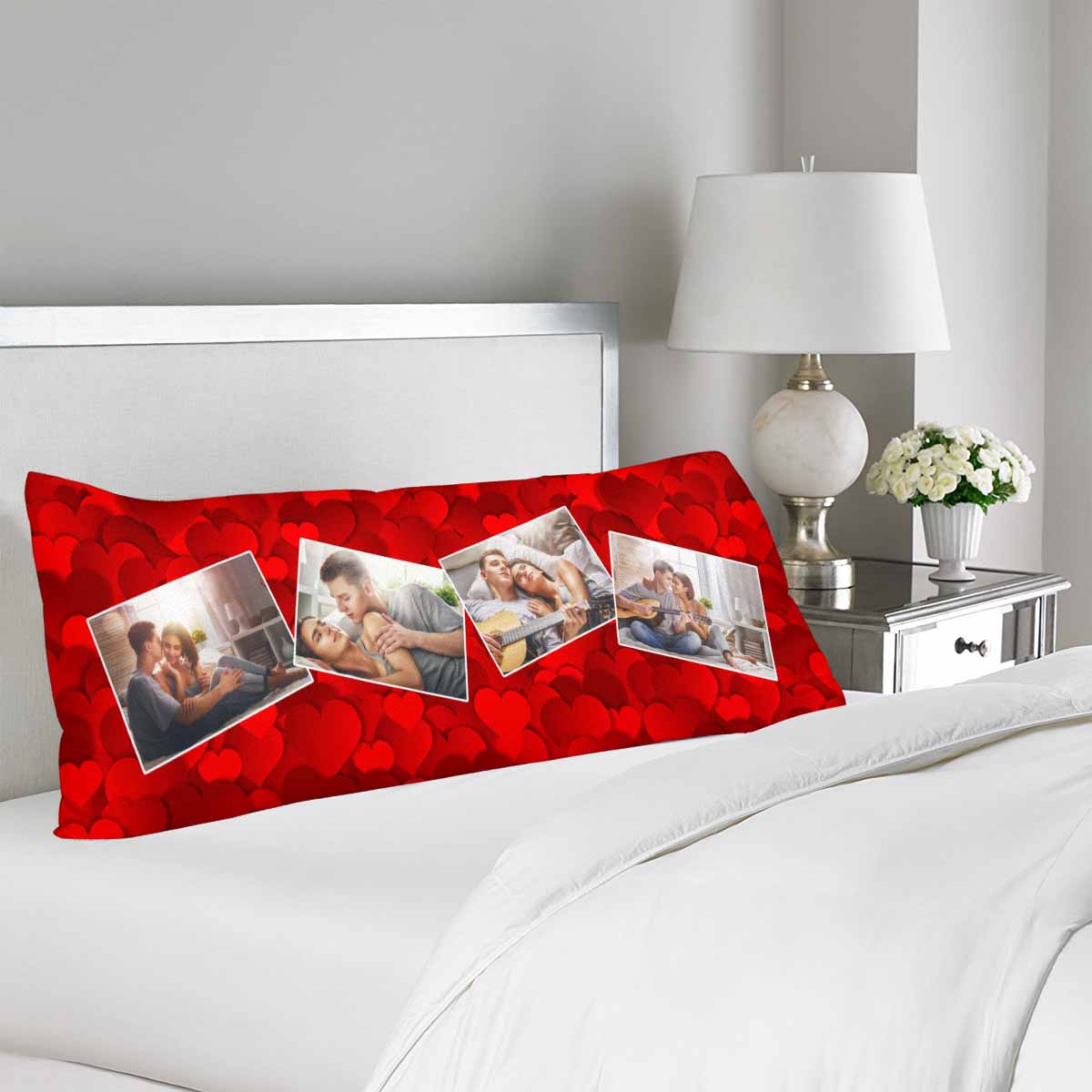 Custom Photo All Love Body Pillow Case Design Pillow Cover with Personalized Pictures 20"x54"