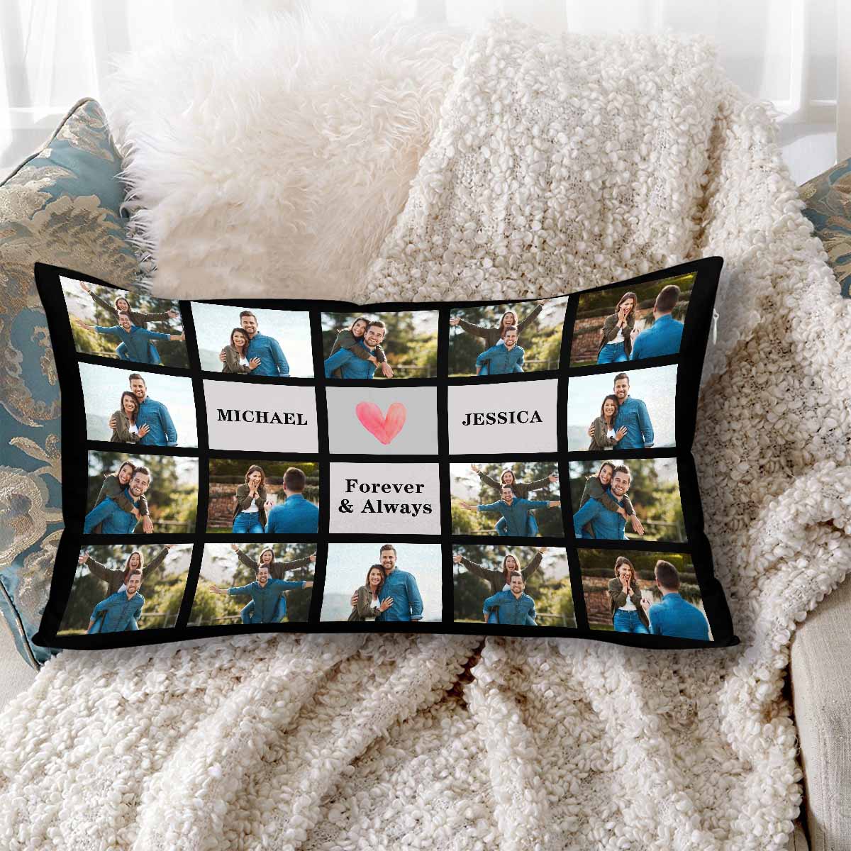 Custom Photo&Name You And Me Rectangle Pillow Case