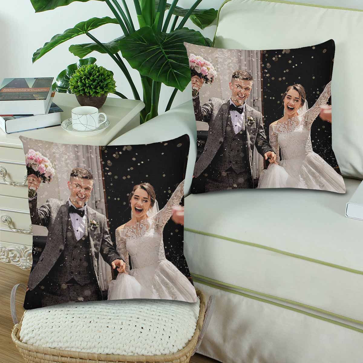 Custom Photo Oil Painting Throw Pillow Cover Personalized Face Pillow Case