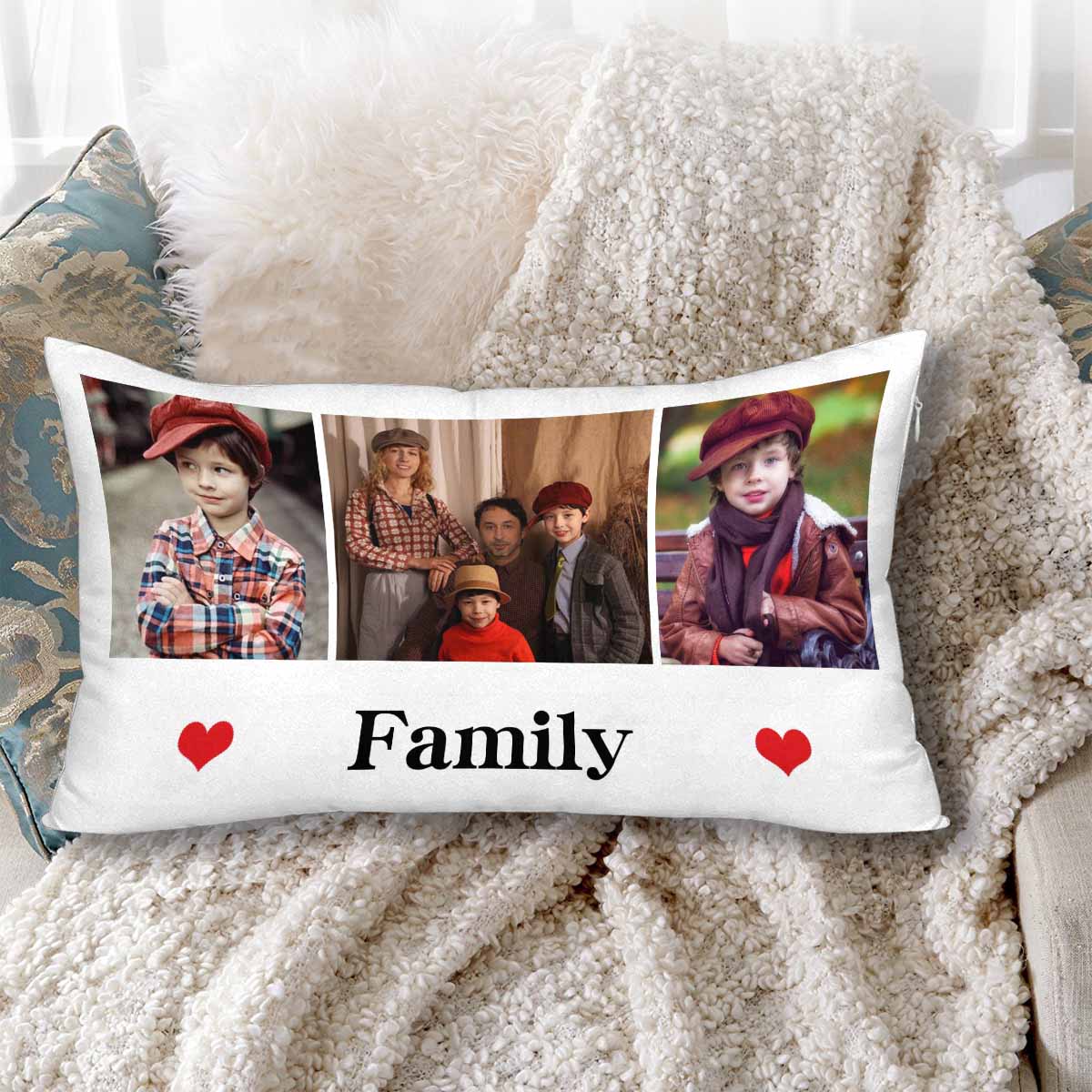 Custom Photo Rectangle Pillow Case Design Family Picture Collage Pillowcase