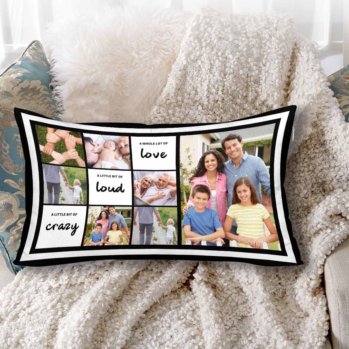 Custom Photo Rectangle Pillow Case Print Your Happy Family Picture on Pillow Cover